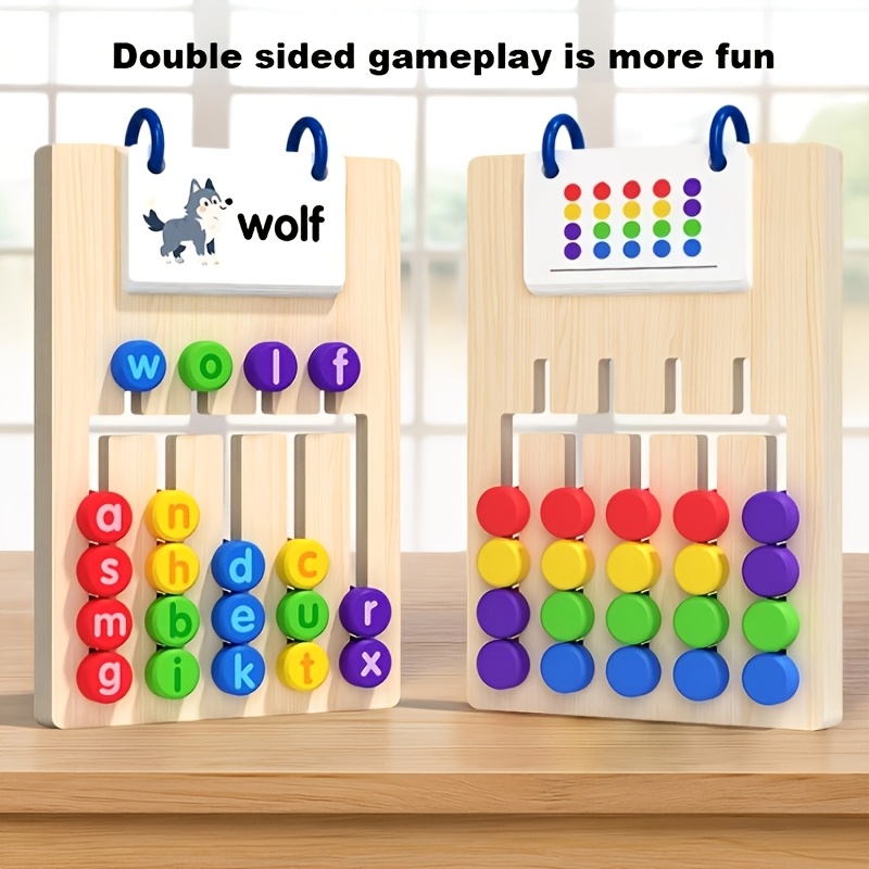 Image of Wooden Puzzle Cards -one Five-color Game, Word Building Toy, Educational Gift For Kids, Christmas Present Idea