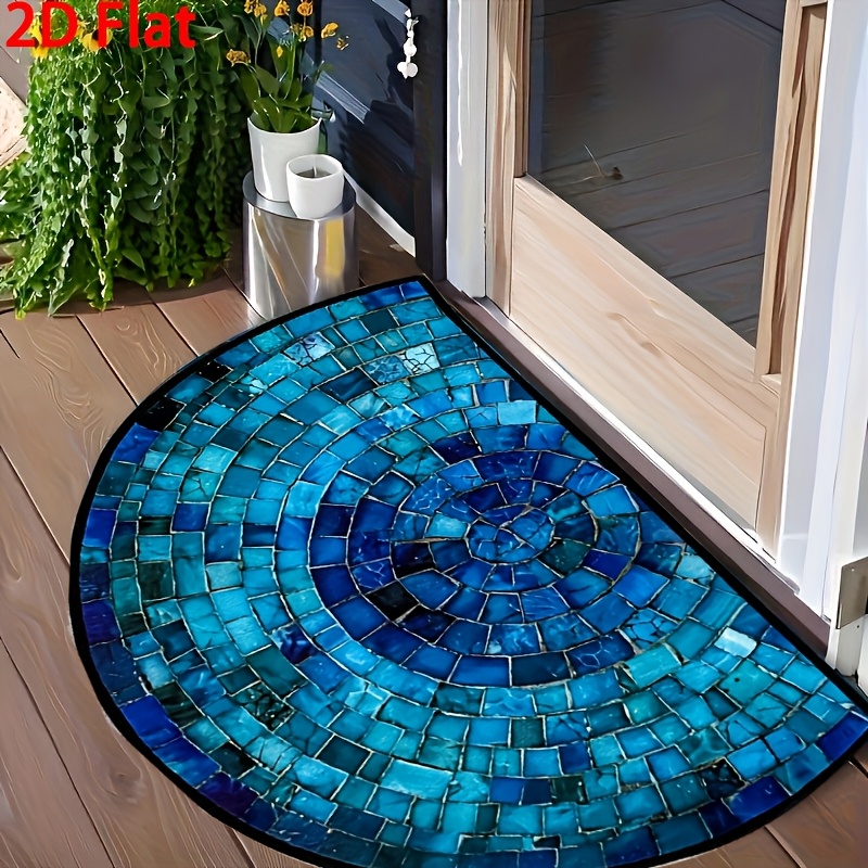 TEMU Paillasson 1 pièce 2D plat mosaïque turquoise , petit tapis, tapis de , tapis de sol, paillasson d'extérieur, tapis de cuisine, paillasson de