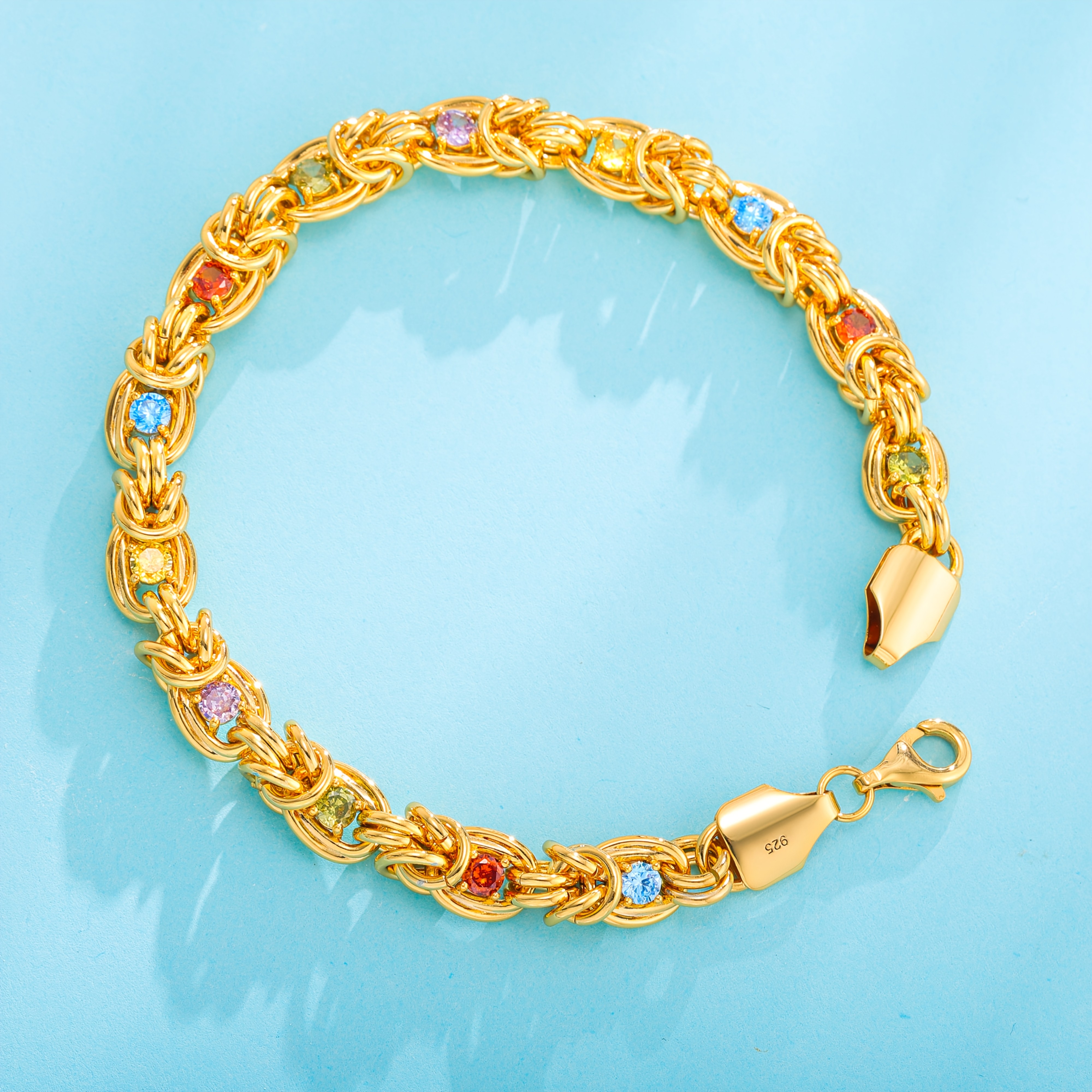 Image of 925 Silver, Women's Rope Bracelet Inlaid With Colored Moissanite, Fashionable And Elegant, For Daily Wear, Attending Banquets, Christmas, Valentine's Day, Mother's Day, With Exquisite Gift Box