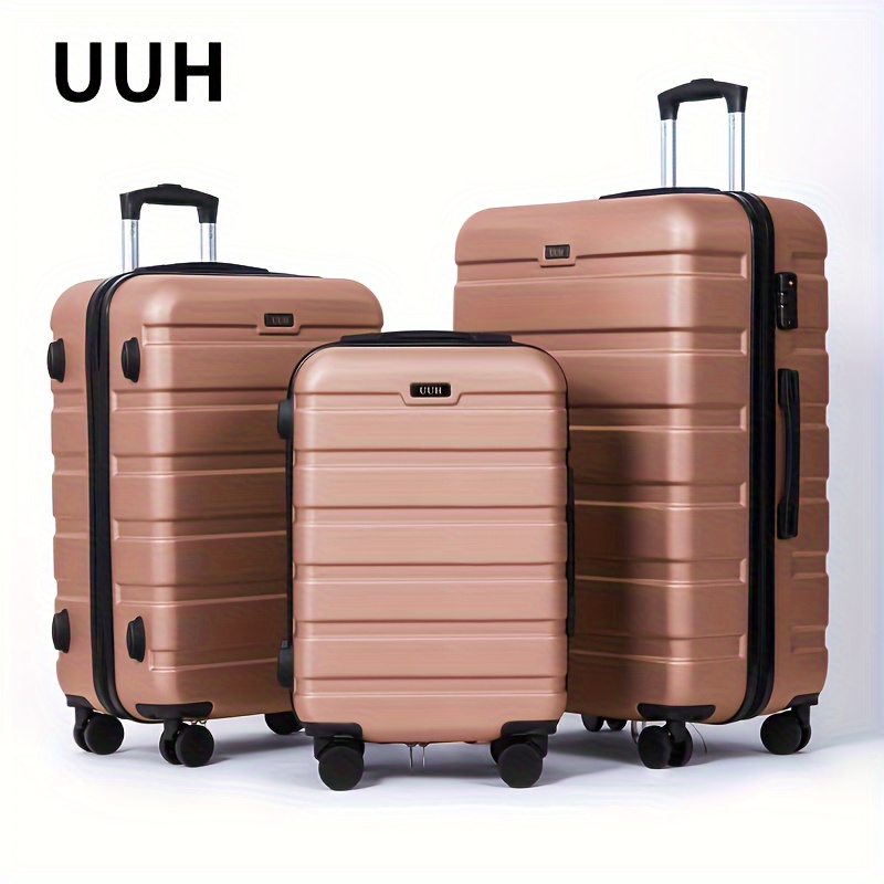 3-Piece UUH Durable ABS Luggage Set with Shell-Combination Locks