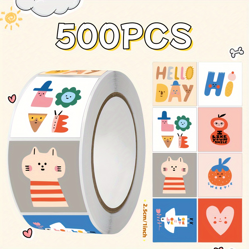 500pcs Roll Stickers Pastoral Style Decor Stickers Bag Decoration Stickers Gift Packaging Decoration Envelope Sealing Stickers