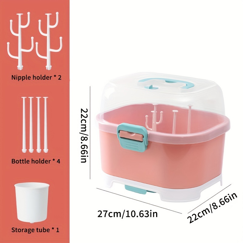 Portable Large Capacity Bottle Holder with Lid, Dustproof and Utensil Storage Drying Rack for Home Kitchen Travel Outdoor Use