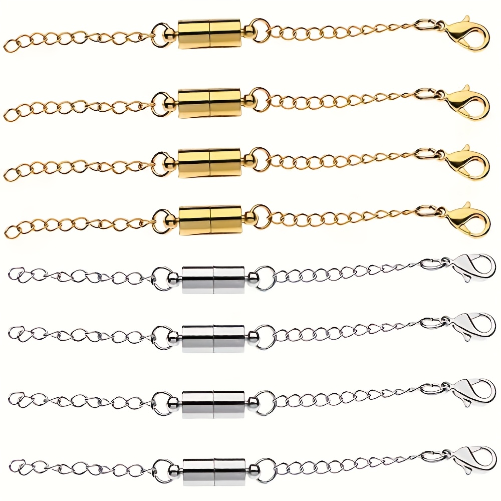 

8pcs Alloy Magnetic Necklace Extenders, Adjustable Clasp With Chain For Jewelry Making And Repair, Magnetic Jewelry