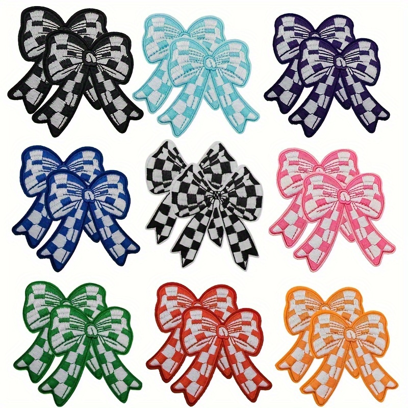 

18pcs Assorted Plaid Bow Embroidered Patches, Iron On/sew On Appliques For Clothing, Shoes, Caps, Bags, Diy Fashion Decoration Accessories - Multicolor Set