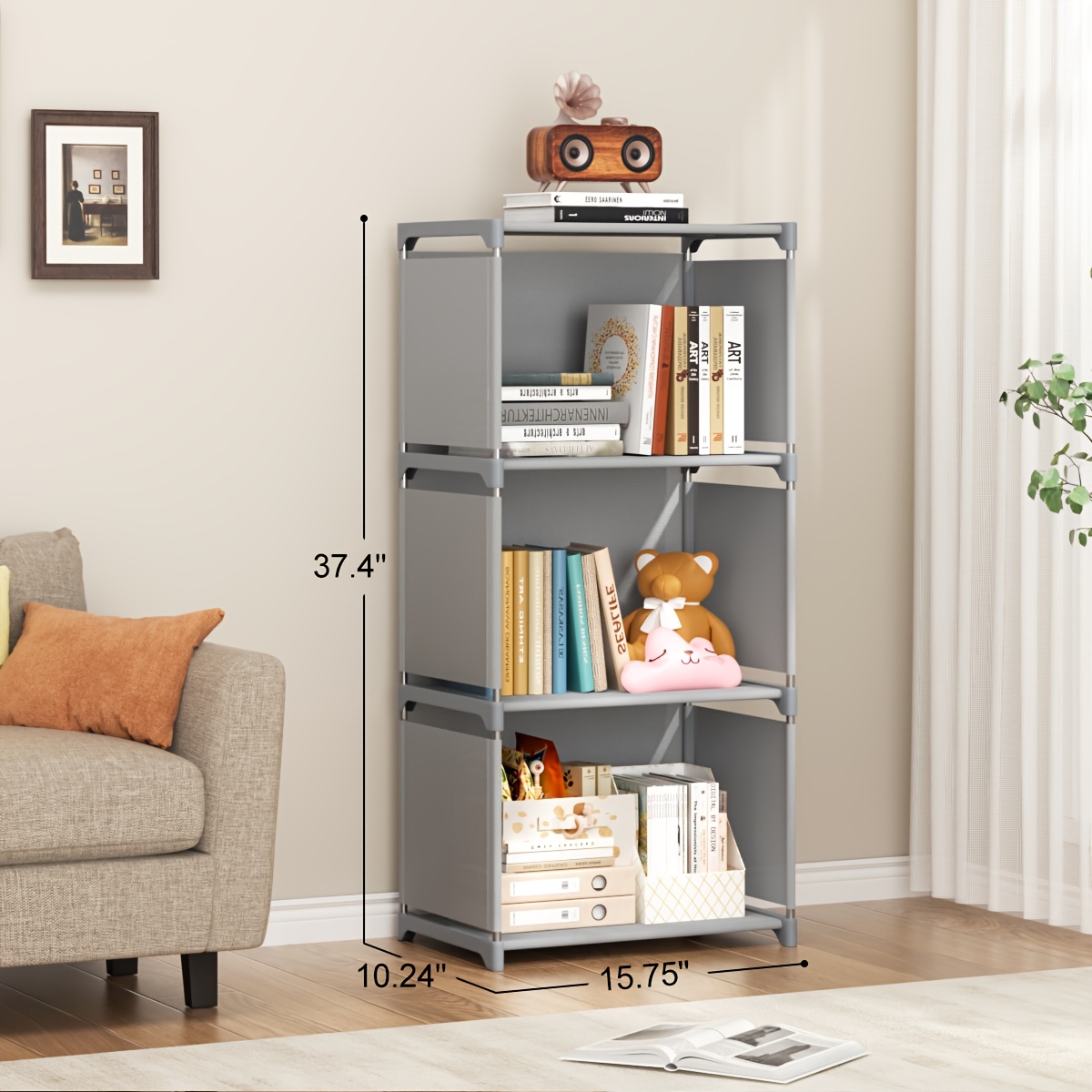 6-layer Portable Bookshelf, Closet Organizer, Freestanding Wardrobe Shelf With Backboards, Multifunctional Cube Storage Solution For Bedroom, Living Room, Office - Maximizes Space, Utility Racks