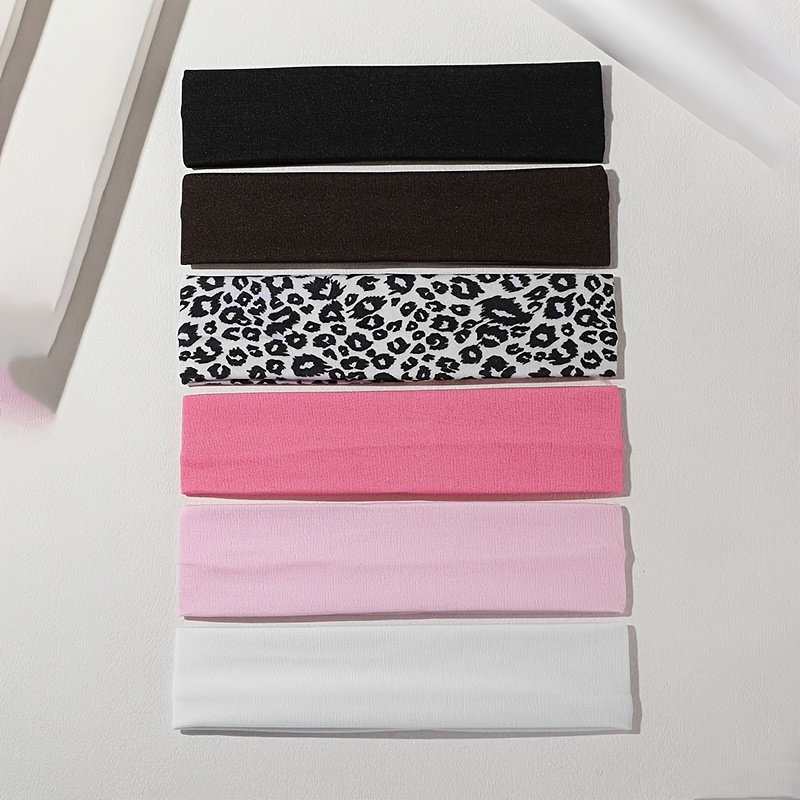 E-shop 6er-Pack Damen Stirnbänder Multicolor Sport Rutschfest Elastisch Pink Serie Haarbande Geeignet für Gesicht Waschen Make-up SPA Ausflug Training