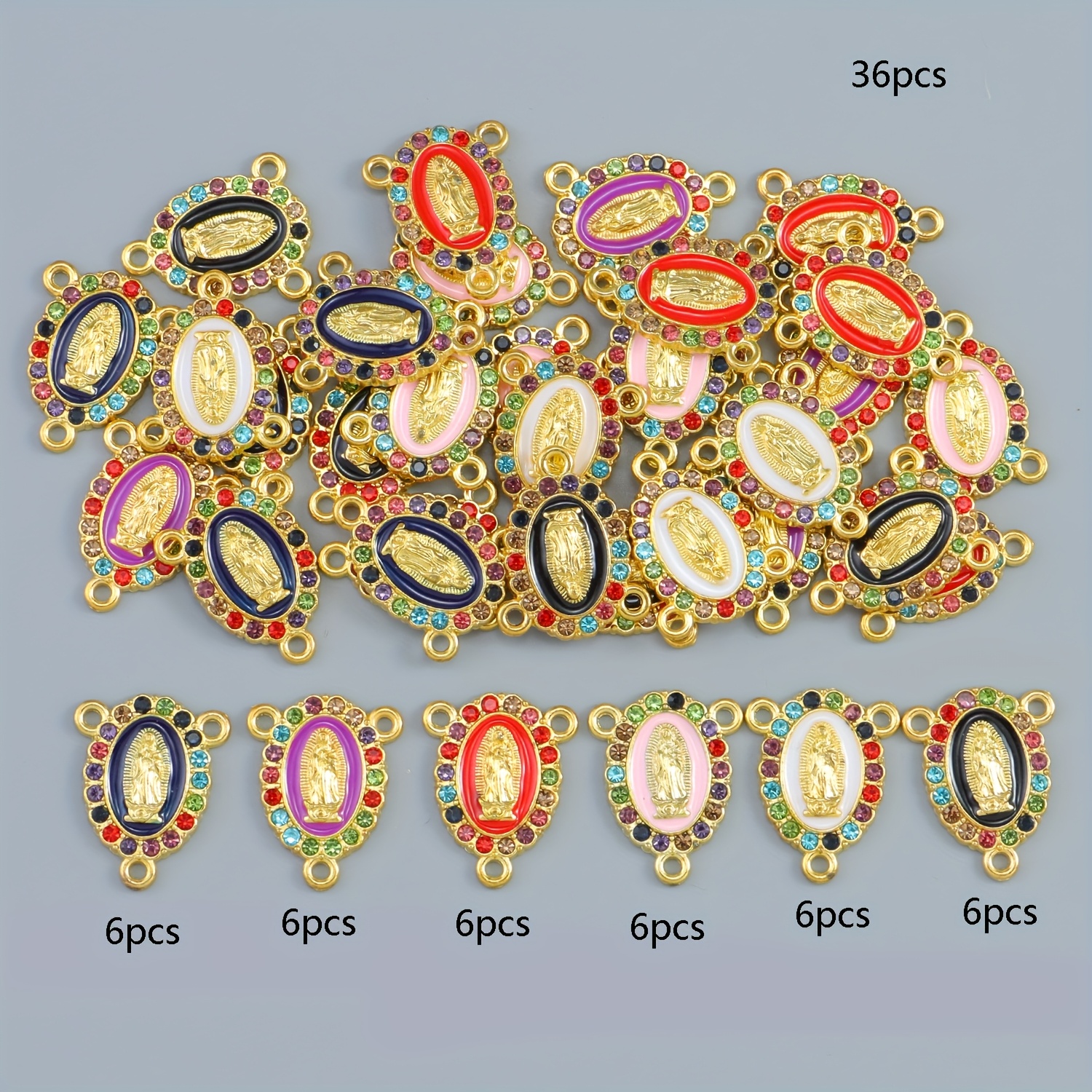 36pcs Drill Virgin Mary Pattern Small Pendants for DIY