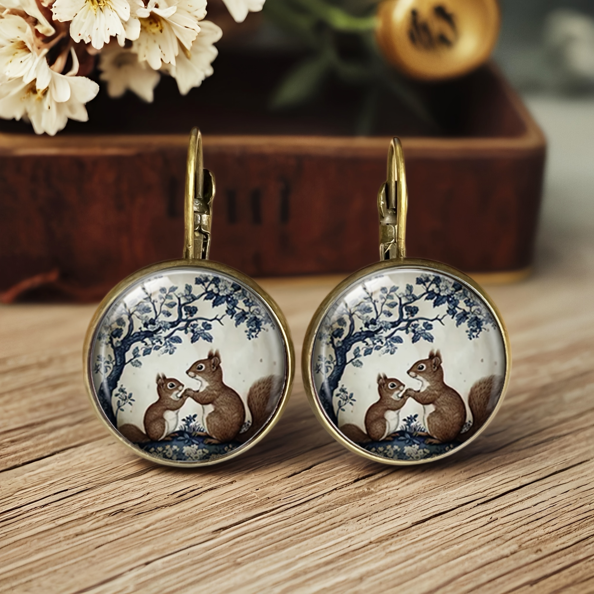 TEMU A Pair Of Squirrel And Branch Earrings, Featuring Intricate Animal Designs, Suitable For Everyday Wear And Parties, A Unique Gift, Without