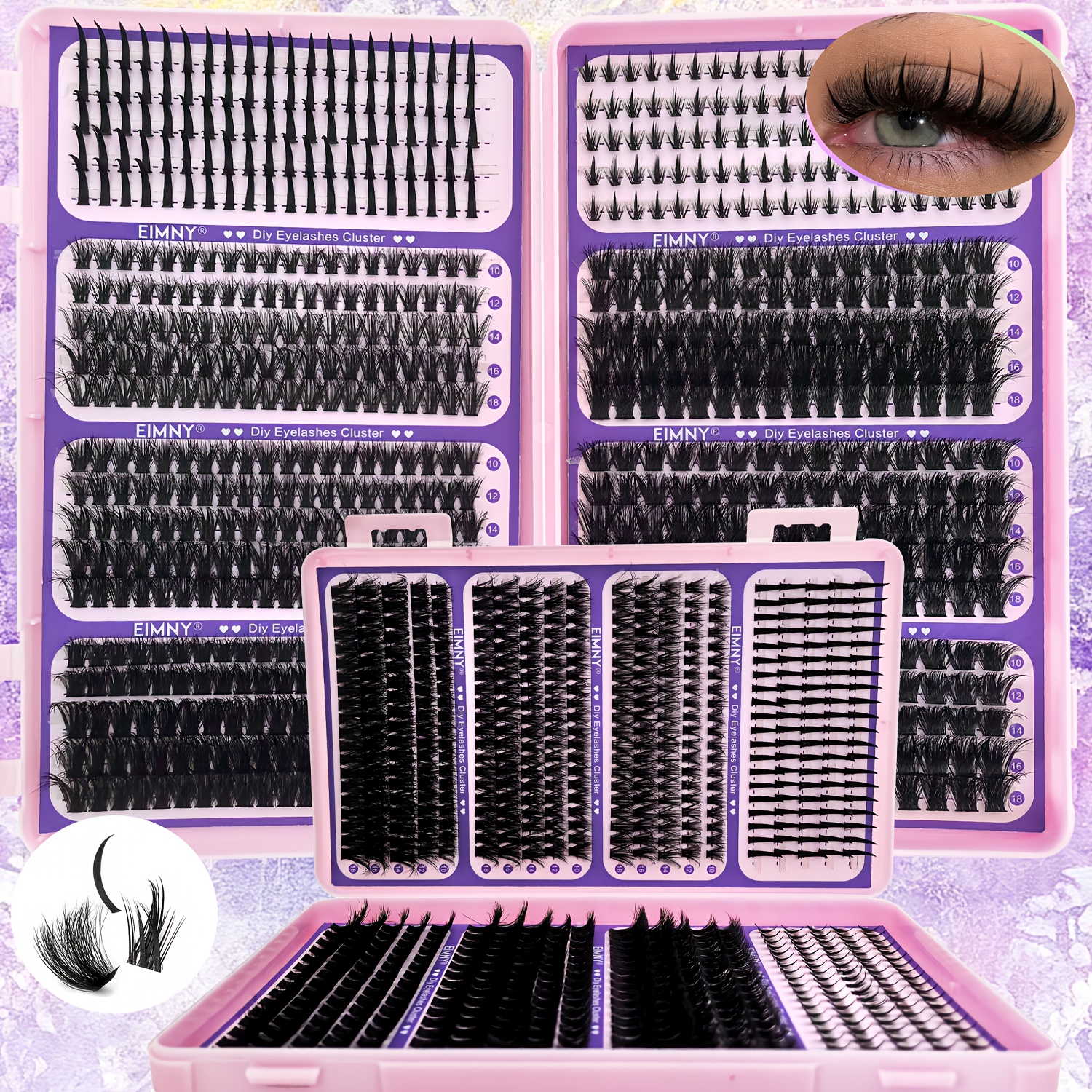 800pcs Lash Clusters, Includes Spiky And Bottom Lashes, 40d+60d+80d+100d+110d+120d Mixed Eyelash Clusters, D 3d Individual Wispy Eyelash, Fluffy False Eyelashes, Dense Thickened Lash For Diy At Home