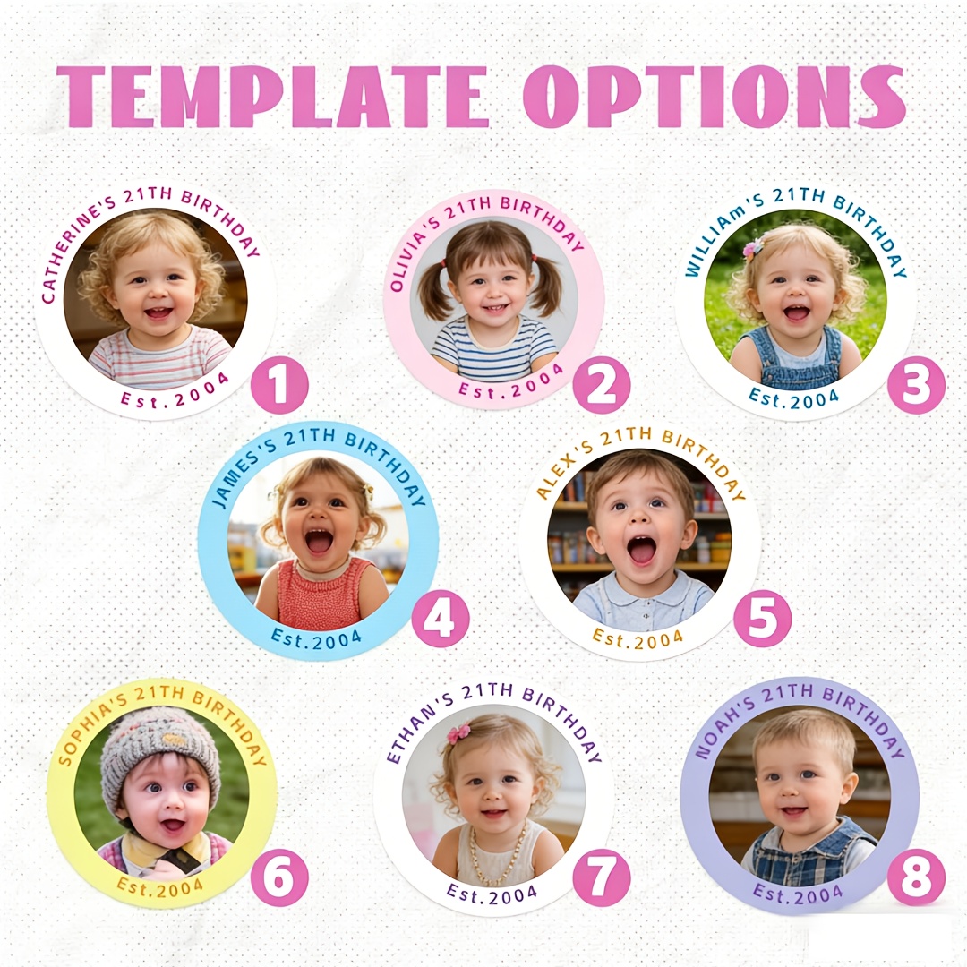 TEMU Customized 21st Birthday Photo Sticker, Birthday Sticker, Personalized Sticker, Suitable For Birthday Party, Baby Shower, Bachelorette Party,