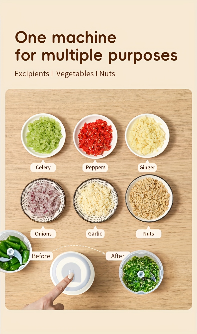 electric mini garlic chopper portable mini mincer electric food processor garlic mincer onion veggie chopper 8 45oz mini food maker presses for chili meat spices chopper blender machine Product details 2