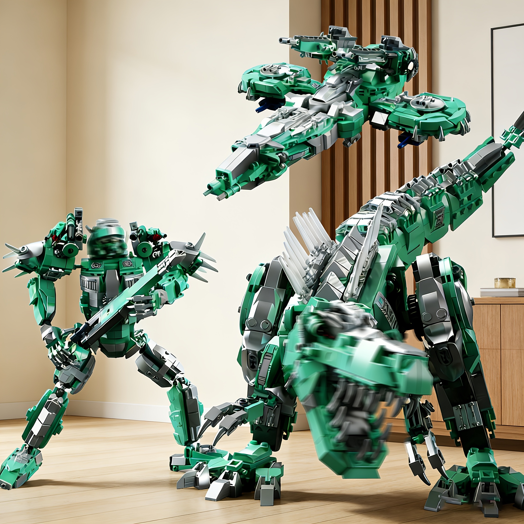 1156pcs Dinosaur Building Block Set, Mechanical Bionic Dinosaur 3-in-1 Building Block Model, Popular Collectible Architectural Model, Birthday/new Year Gift Creative Activity Kit