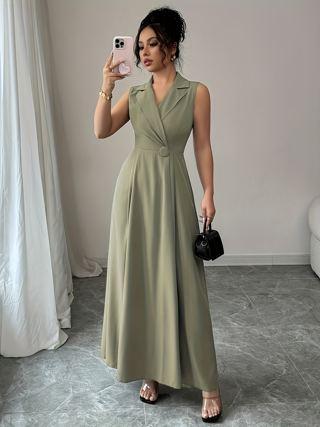 slim fit dress slacks Delicate Hunter Green Halter Dressy Maxi Dress – Ah Là Laà Lifestyle  Boutique main image 0