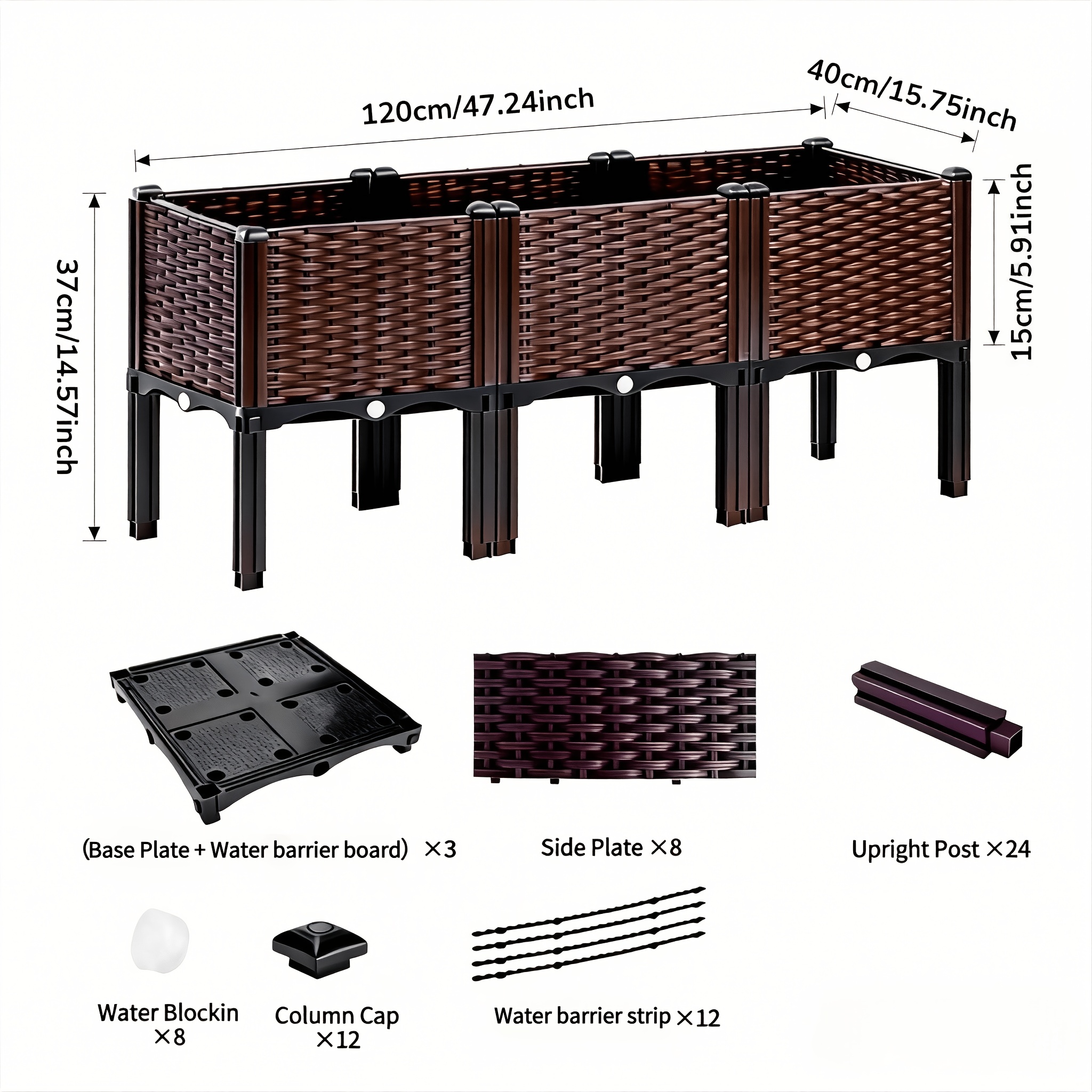 TEMU Multi-functional Elevated Planters Upgraded Heightened Vegetable Planter With Drainage System, Ideal For Vegetables Herbs And Flowers Durable