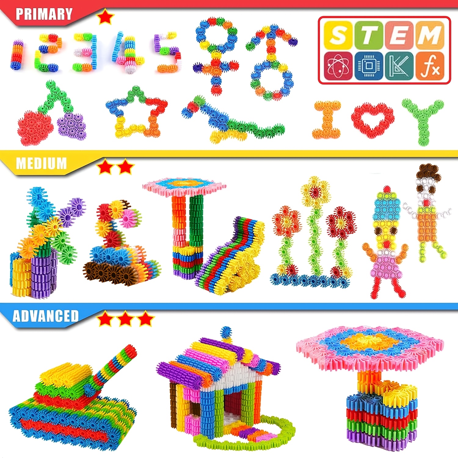 Kids Gear Interlocking Building Blocks, 50/100/130pcs Set