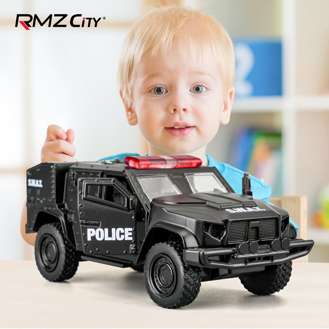 RIMZCITY 1/36 Scale JLTV Armored Car Police Car Model, Zinc Alloy Die-Cast Pull BackVehicles Kid Toys For Boy Girl Gift (Black)