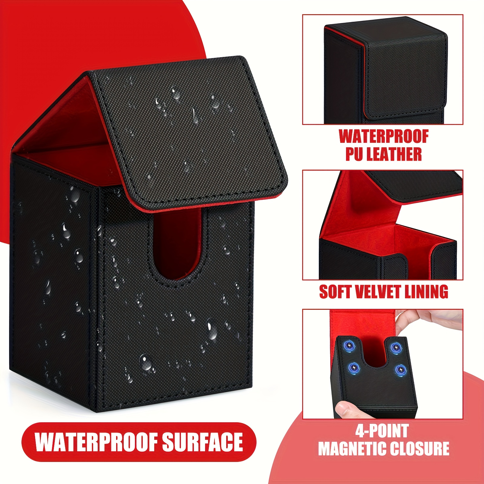 4 Pack Card Deck Box, PU Leather Magnetic Closure