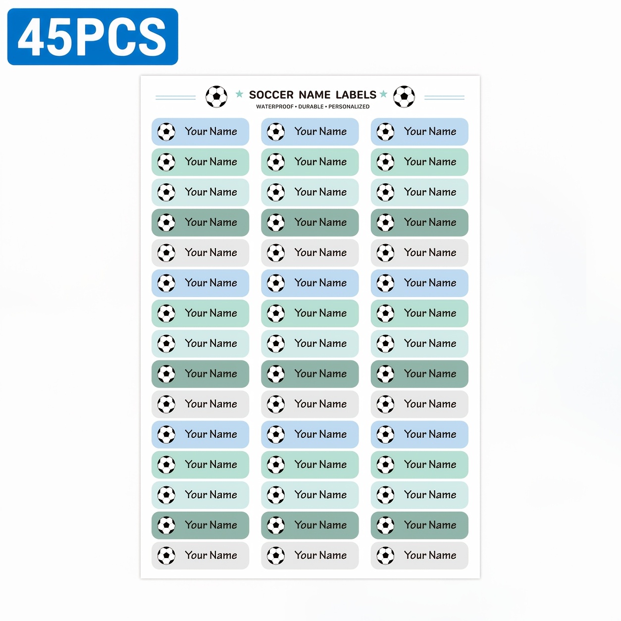 TEMU 45pcs/180pcs Soccer Name Labels - Personalized Football Stickers With Football Design & Self-adhesive Suitable For School Supplies, Lunch Boxes,