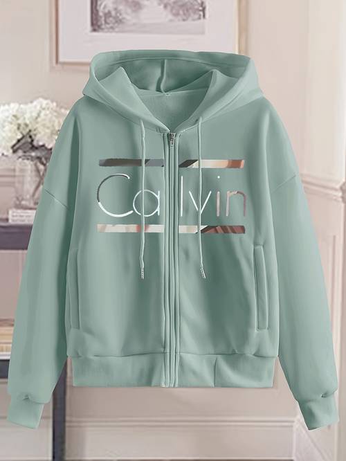 fashion hooded zip up sweatshirt for women geometric pattern suitable for spring summer fall