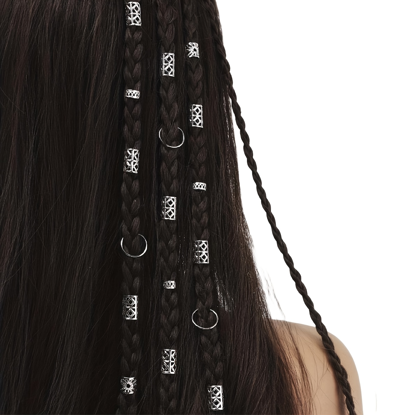 

80pcs Hollow Hair Braids Rings, Retro Dreadlock Hair Accessories For Girls