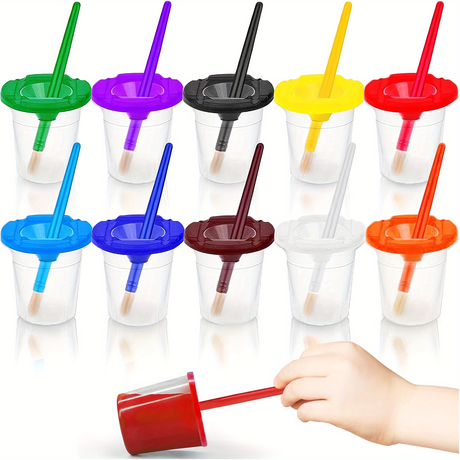 

Domuuh Paint Cups With , 10/20-pack Anti-spill Art Cups For Young Artists, White Polyethylene (pe) Material