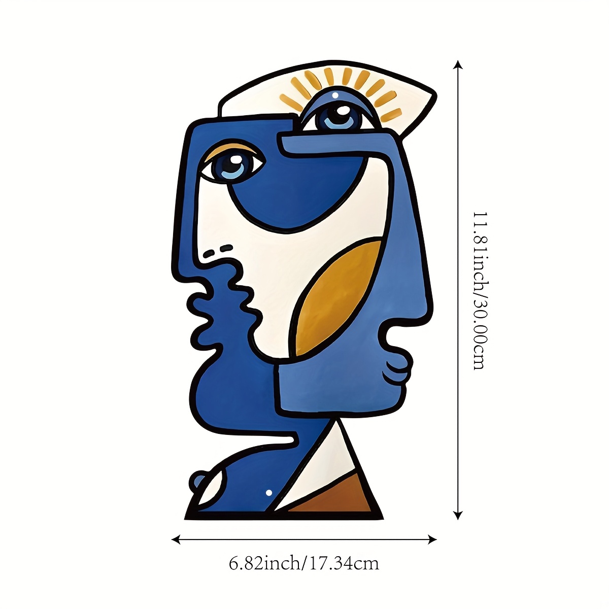 TEMU 2d Flat - [2d Flat] 2d Plane Acrylic Abstract Face Mural Decoration, Abstract Face Indoor And Outdoor Sculpture Decoration, Cherry Tree Living