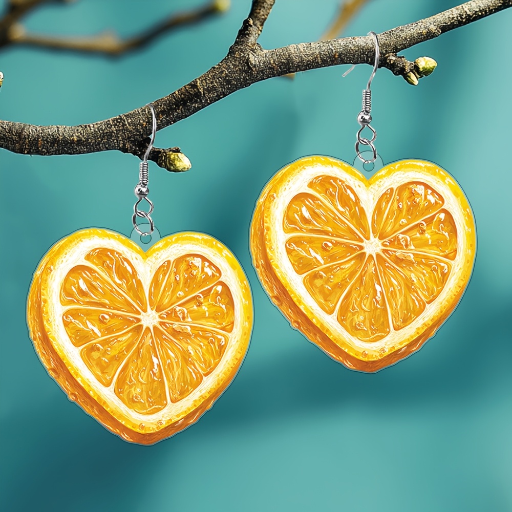 Orange Slice Earrings Lightweight Acrylic Beach Party Jewelry
