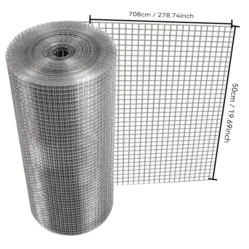 Image of 1 Roll Of 1/2-inch Mesh Galvanized Hardware Cloth Wire Mesh Roll, 50cm X 512cm, Suitable For Chicken Coops And Poultry Fencing, Durable Gardening Fence Solution For Your Diy Projects