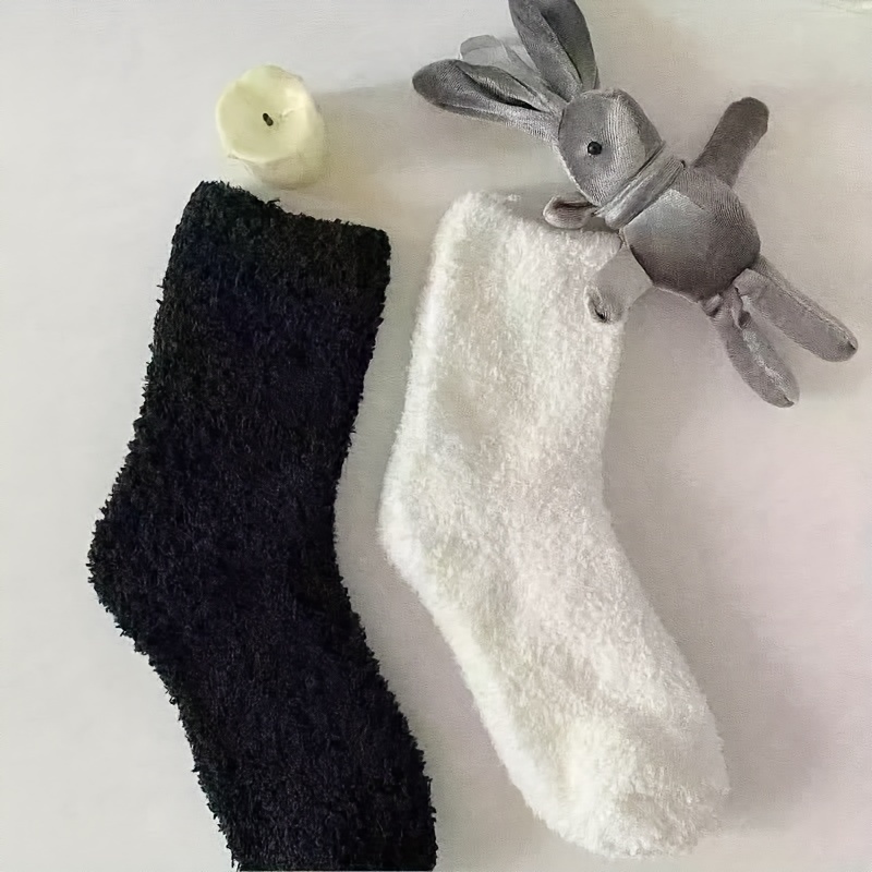 

2 Paires/5 Paires de chaussettes de sommeil en pour et l'hiver, chaussettes chaudes en peluche épaissie pour l'après-midi et l'utilisation au sol.