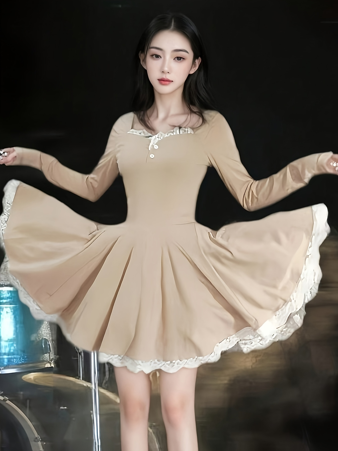 korean fashion summer short dress women square collar long - Temu Kuwait