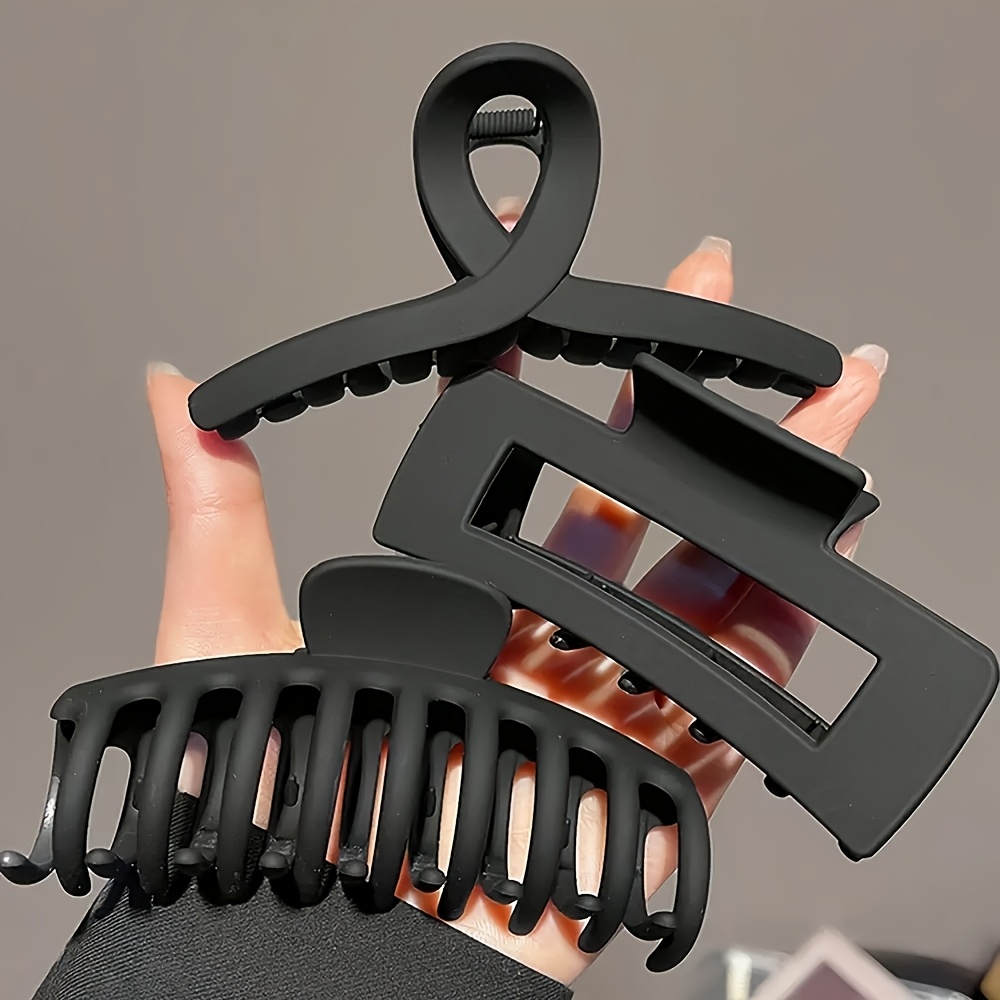 TEMU 3pcs Set Of Large Black Vintage Hair Clips For Women, Suitable For Thick Hair, Designed To Hold Updo Hairstyles At The Back Of , Ideal For Daily