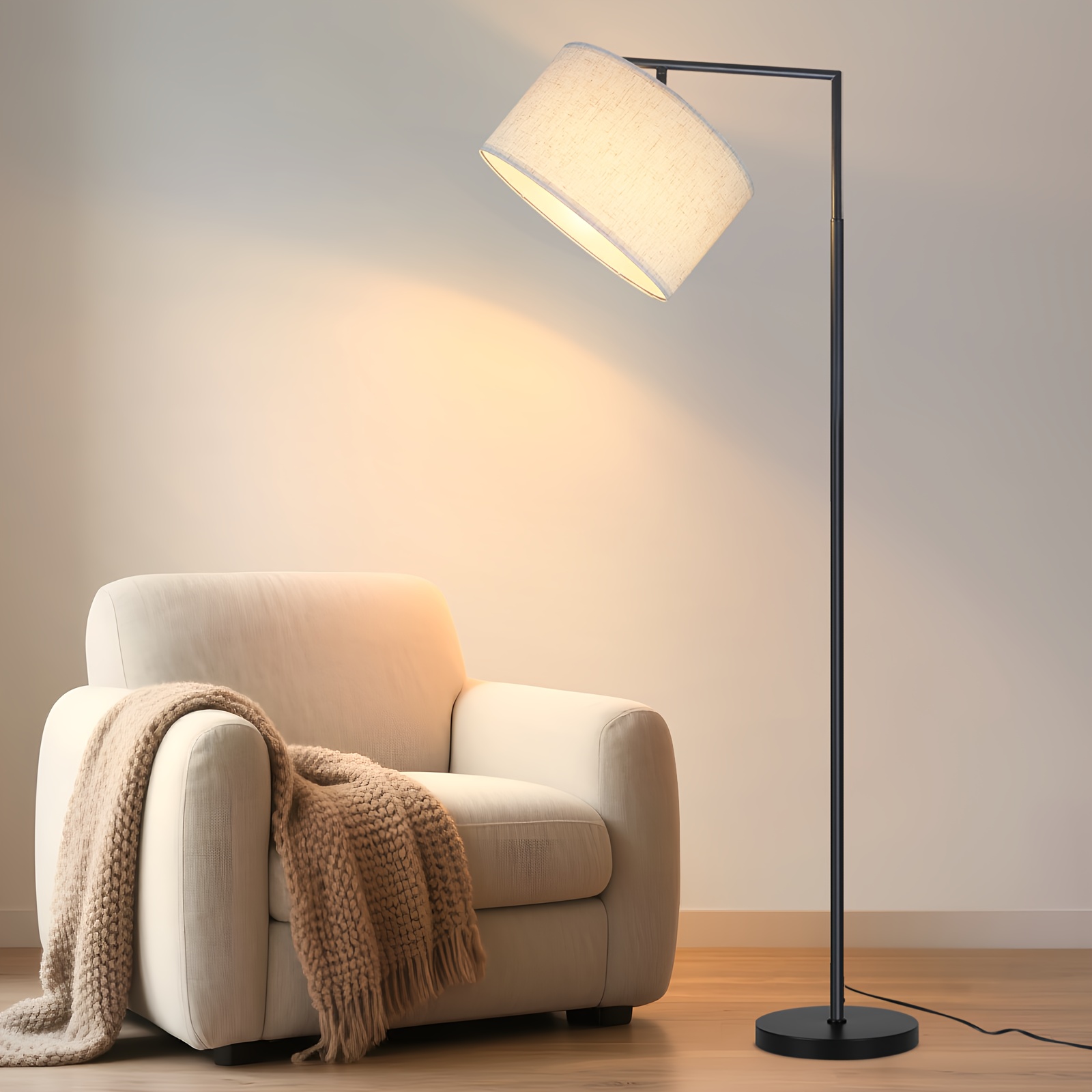 Living Room Floor Lamp Modern Decorative Fabric Shade Arc Lamp E27 Socket Reading Lamp (max 40w) With Foot Switch Bedside Lamp 166 Cm (bulb Not Included)