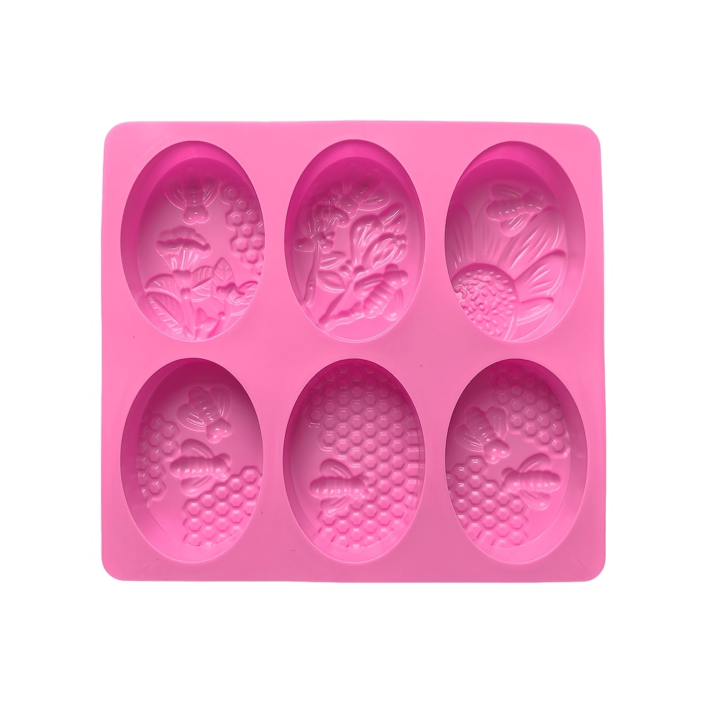 TEMU 1pc 6-hole Oval Bee-shaped Soap Silicone Mold For Diy Handmade Aromatherapy Soap Making