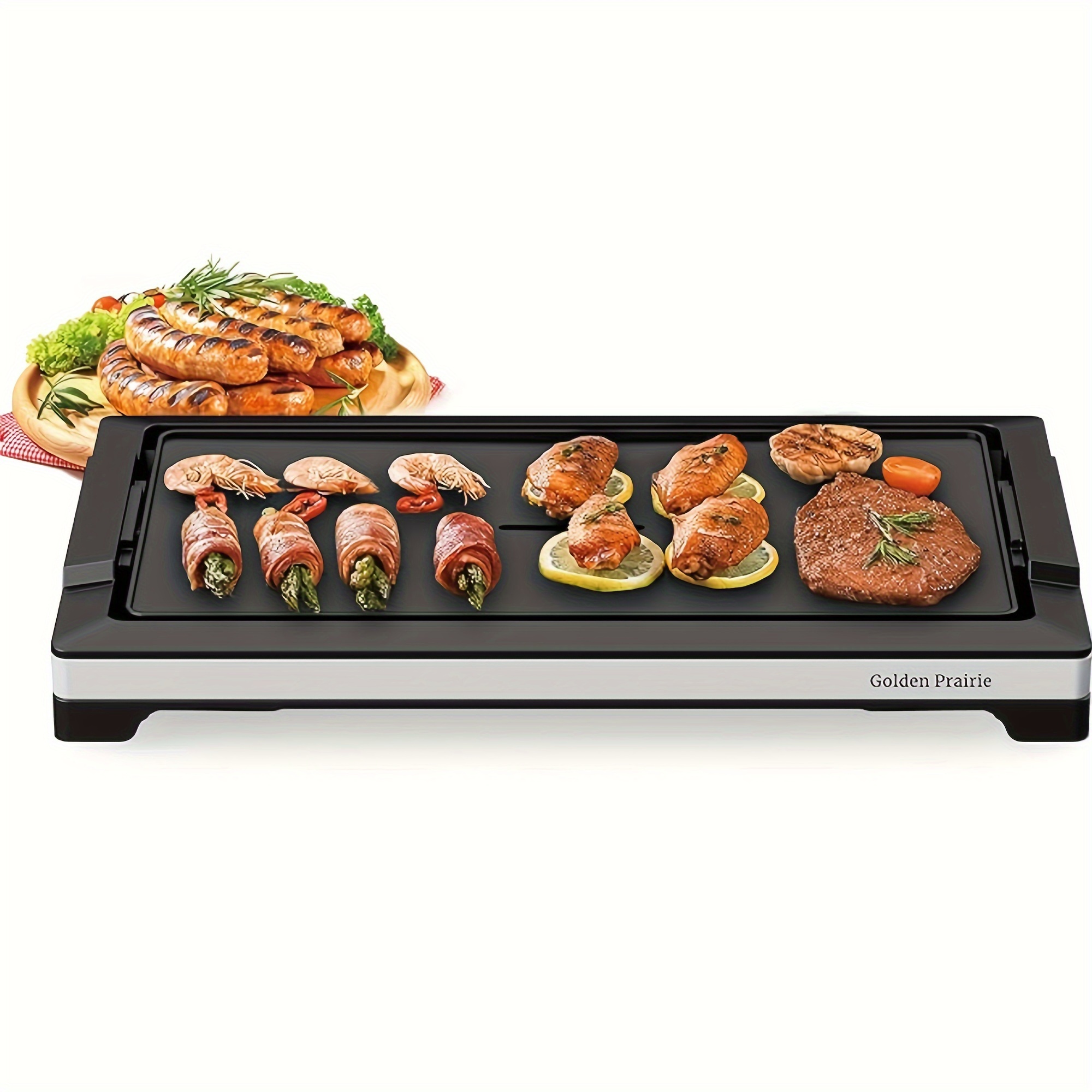 

Electric Smokeless Indoor Griddle, Flat , 1800w Fast Bbq Grill, Large Nonstick Cooking Plate, Adjustable Temperature, Detachable & Dishwasher Safe, Cool-, Black