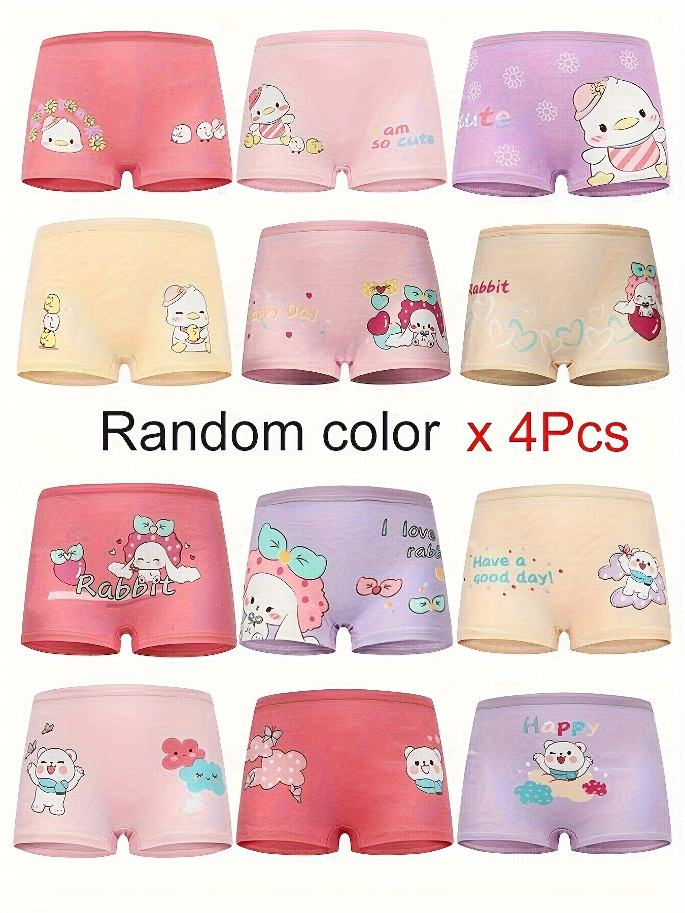 5pcs Girls Cute Unicorn Cartoon Pattern Boxer Shorts, Comfy Girls Panties