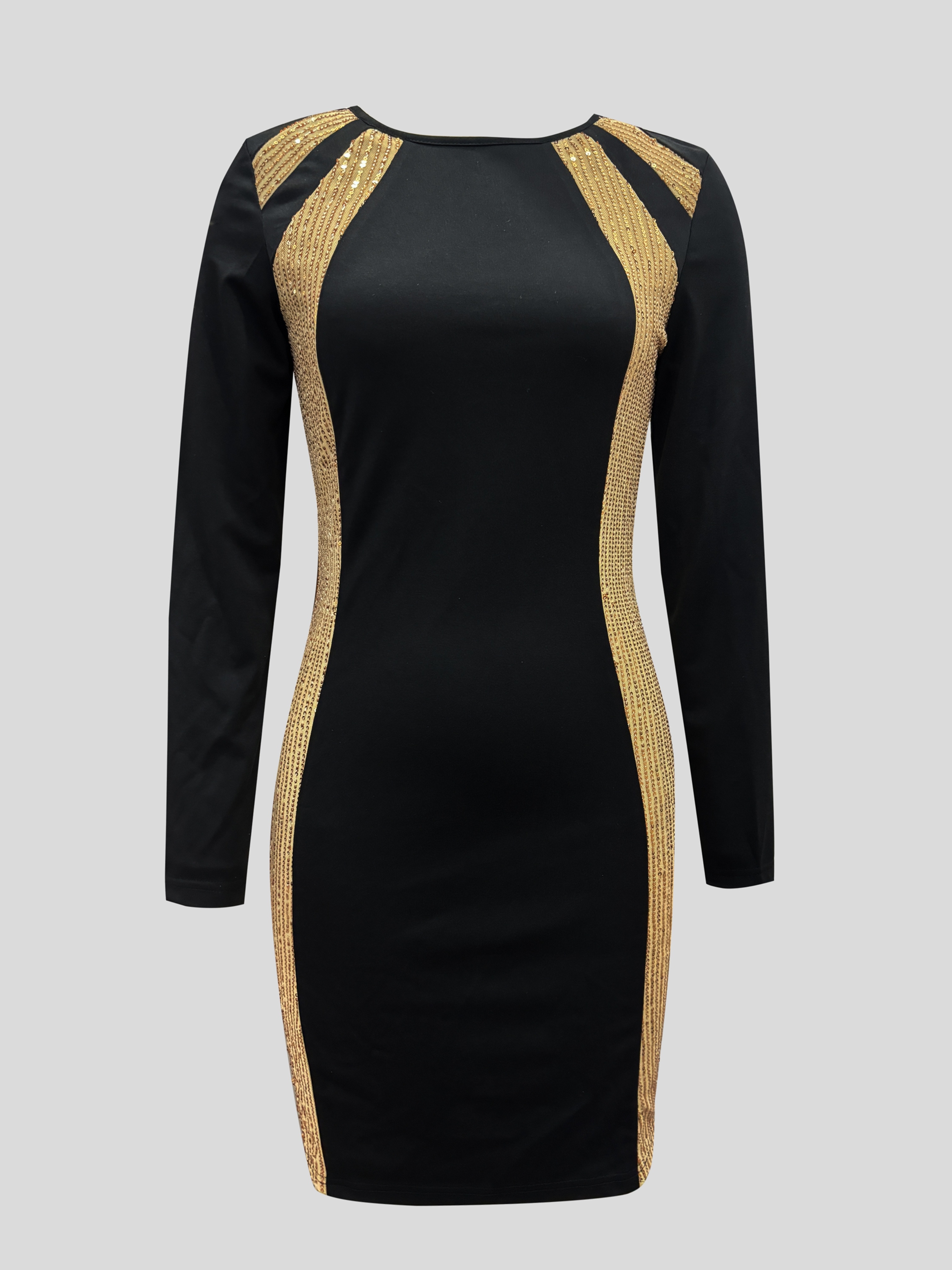 black gold sequins long sleeves midi dress Mirpur Gold Sequin Midi Dress: Midi-length, Gold, Silver, Black, Fashion,  Festival, Aztec, Pattern, Sequins, Boho, Designer, Party, Unique