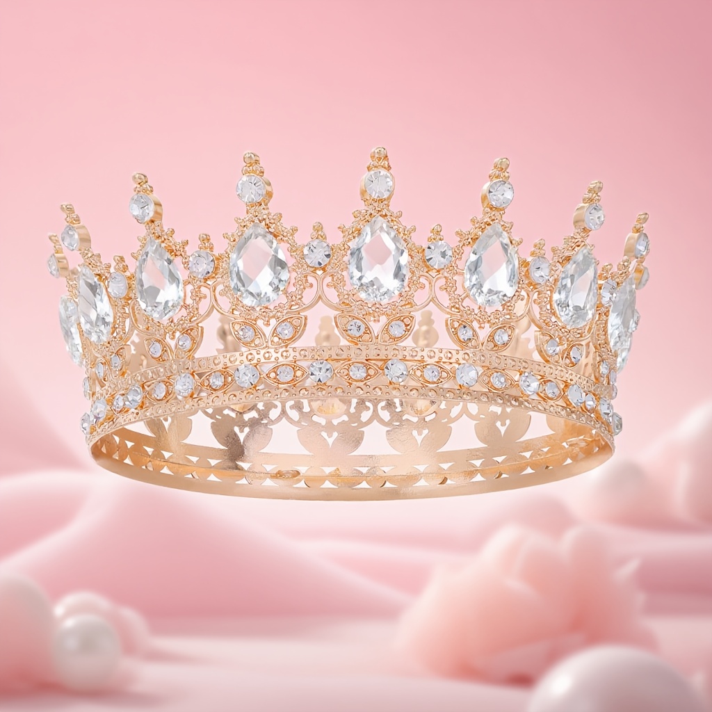 E-shop Krone für Damen Kristall Tiara Strass Braut Hochzeit Kopfschmuck für Königin Haarverzierungen für Kostüm Geburtstagsparty Abschlussball