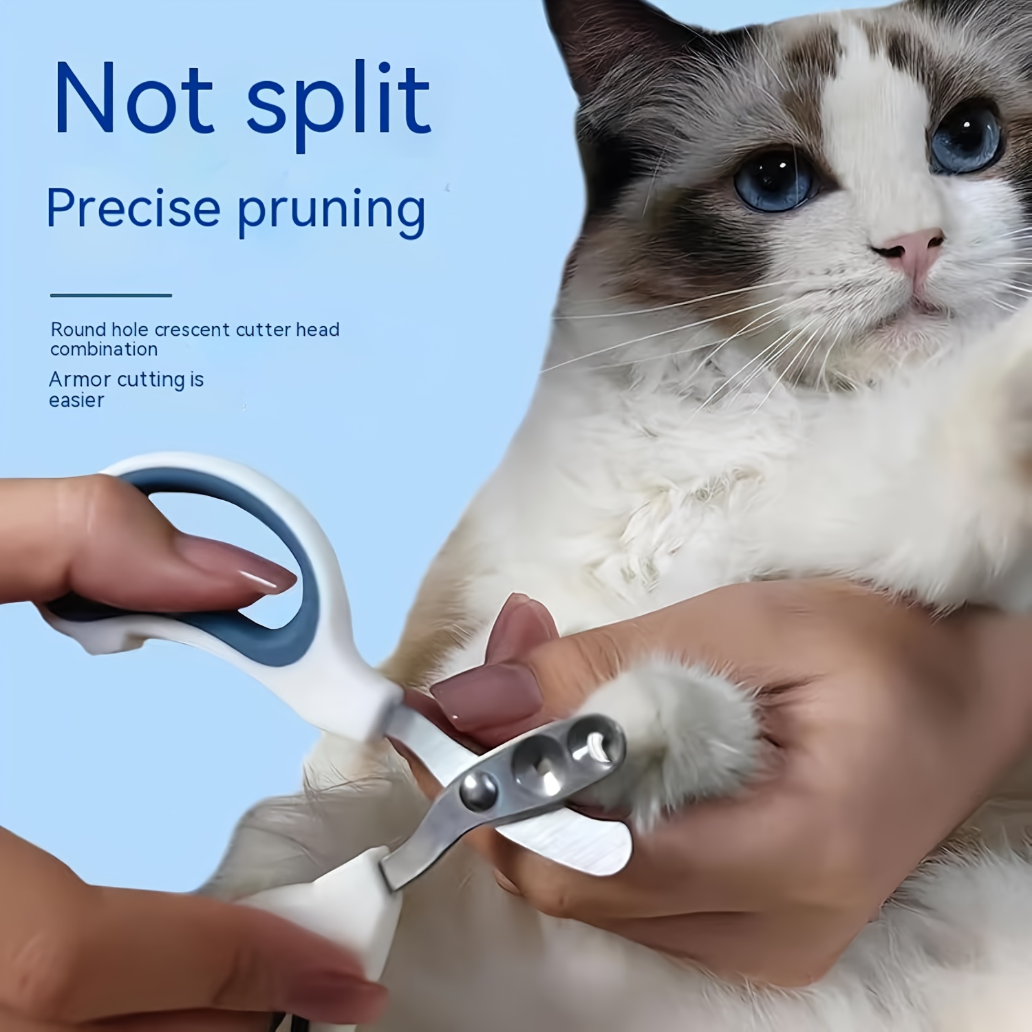 Custom Newly Upgraded Design Cat&Dog Nail Clipper Personalized Two Circular Cutting Holes of Different Size(2mm&4mm)-Avoid Over Cutting Pet Nail Clippers -Professional Paw Trimmer Set for Pet
