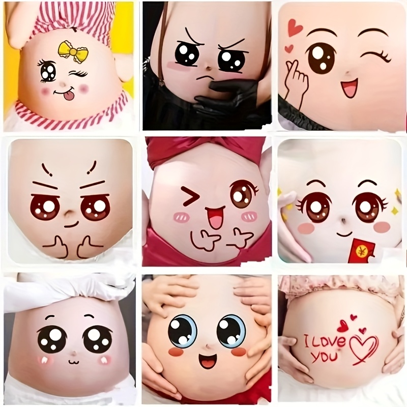 Image of 9 Cute , Facial Stickers Photo, For Moms-to-be, Great For Celebrating Pregnancy And Taking Photos!