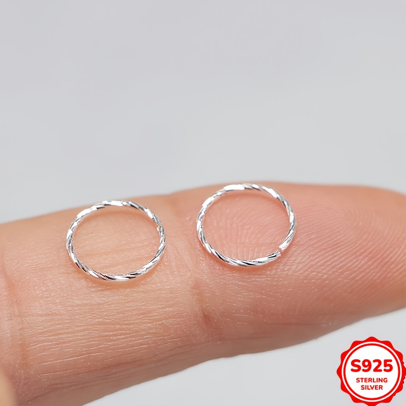 E-shop 2 Elegante minimalistische S925 Edelsterling Silber gedrehte Nasenring Piercing dünne Spiral Reifen Ohrringe Schmuck geeignet für den täglichen