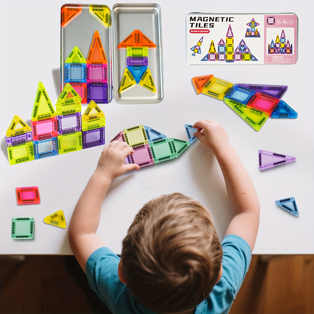 40pc Mini Magnetic Building Blocks Set - Bright Colors, Fun & Educational