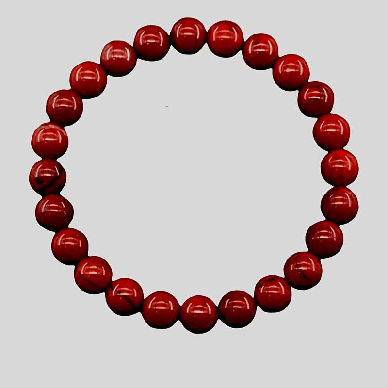 1pc Turquoise Beaded Bracelet - 8mm Bohemian Style Unisex Jewelry For , Vibrant Symbolizing Wealth & , Perfect Birthday Gift For Daily Wear & Special Occasions