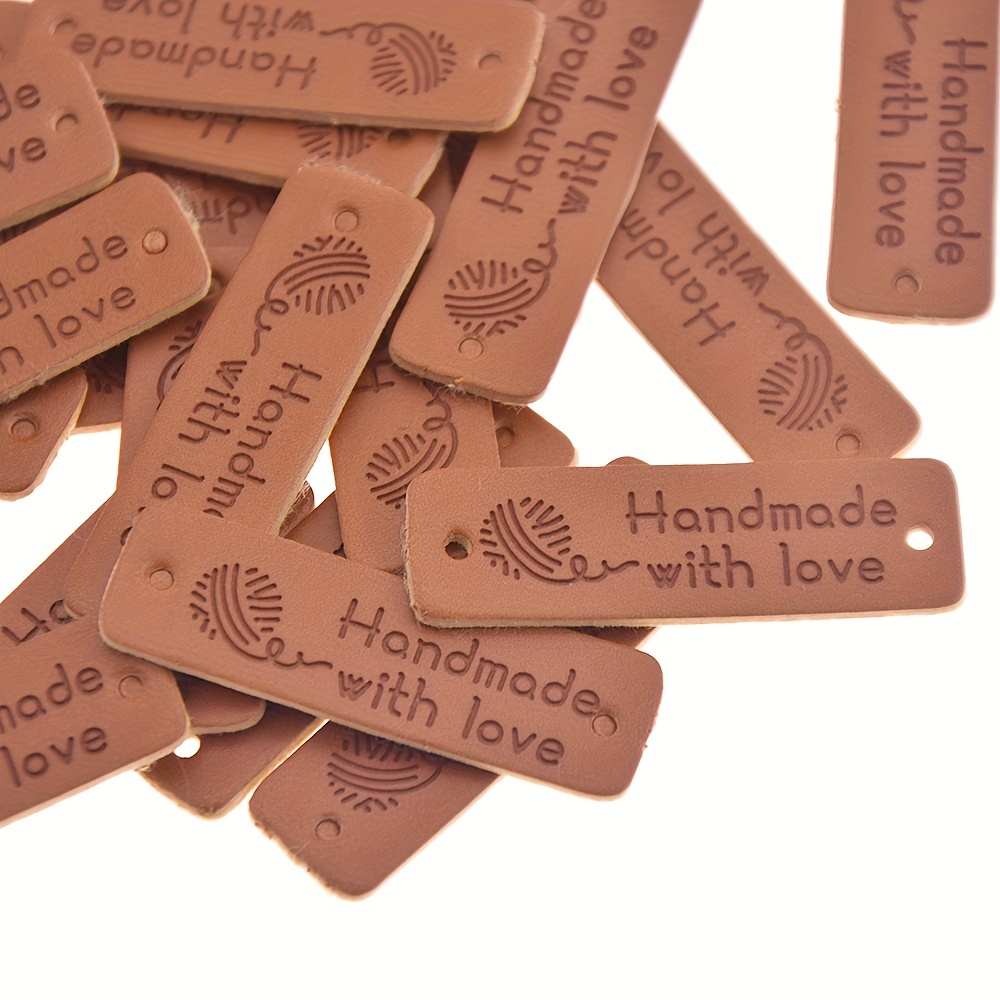 24pcs Ball Pattern Long Handmade Leather Labels Clothing Suit Coat Cuffs Pockets Socks Shoes Hats Bag Packaging Decoration Labels