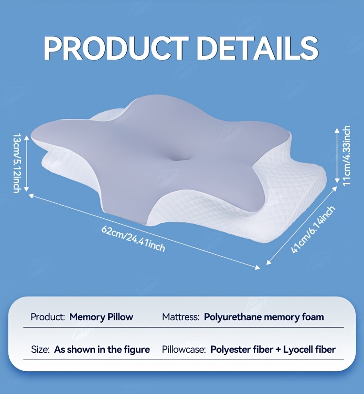 cervical neck pillow neck pillow pillows for sleeping   shaped memory foam pillow ergonomic   rebound relaxation neck pillow bedding for back and side   washable pillowcase pillow for sleeping Product details 7