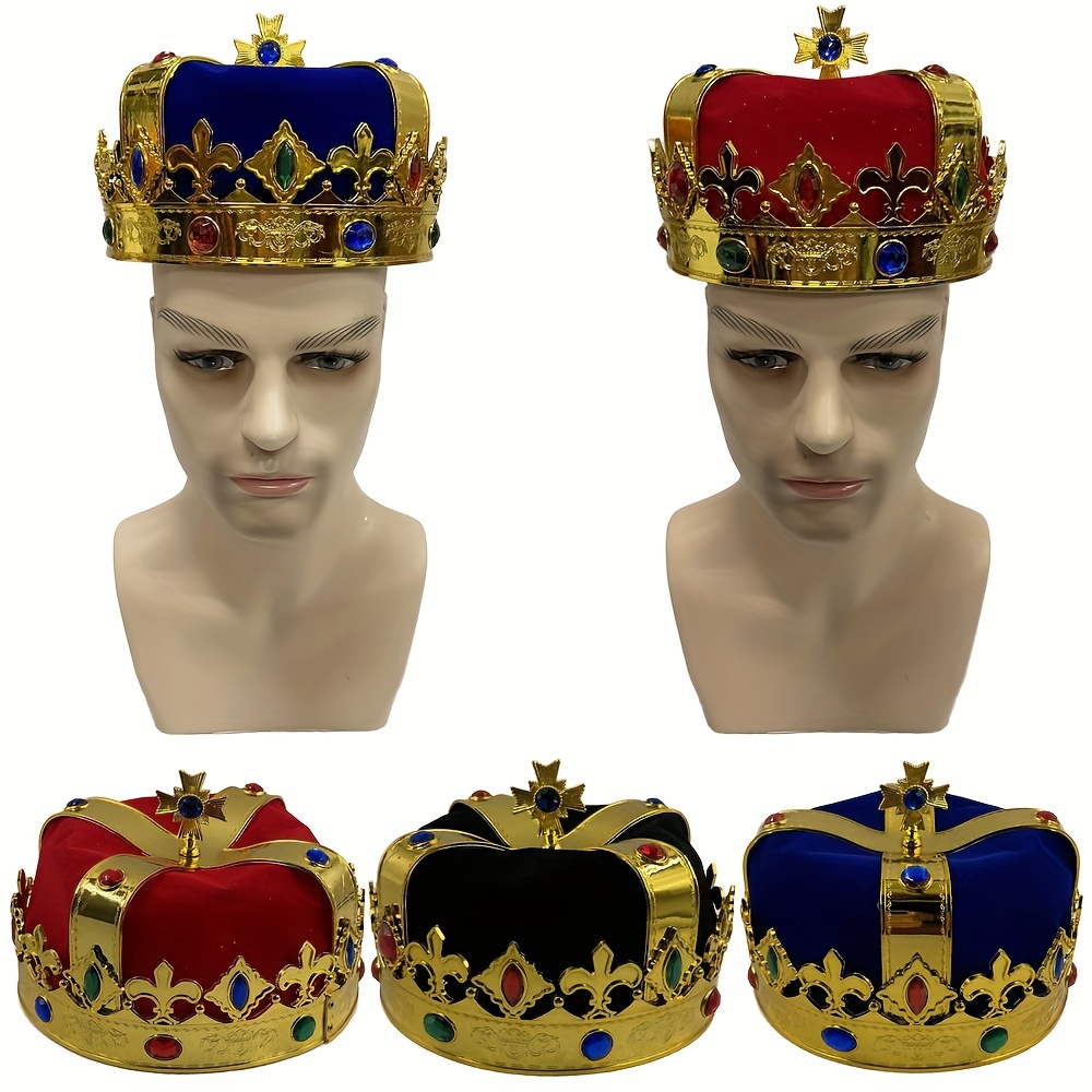 

Royal Blue & Red King Crown - Tiara For Birthday Parties, Halloween, - Perfect For Costume Accessories & Photo Props