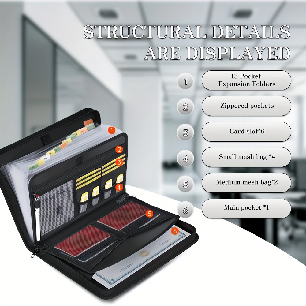 13 pocket fireproof waterproof document organizer accordion Temu