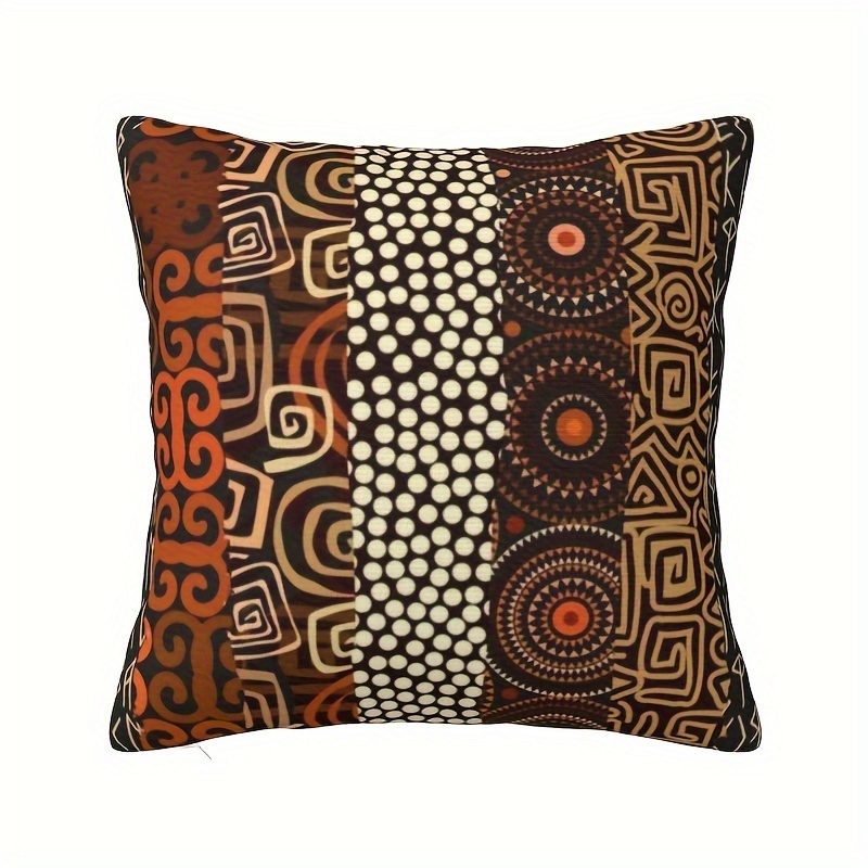 

Traditional African Ethnic Pattern Short Plush Throw Pillow Cover 18x18 Inch, Hand Wash, Zippered Polyester Decorative For Sofa, Bedroom, Office - Single-sided Print (pillow Insert Not Included)