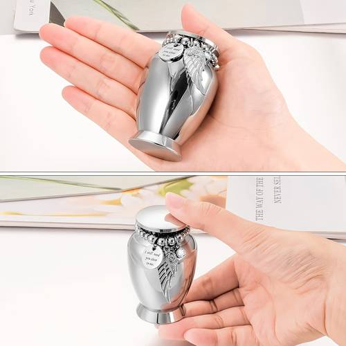 for human keepsake mini urns for loss of aluminum alloy for ashes compact memorial container small wings