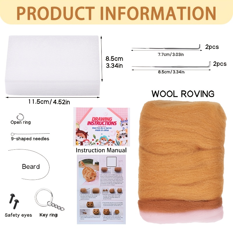 TEMU Kit For Needle Felting, Set For Animal Figures, Materials With Tools And Instructions For Crafting And Handmade Projects