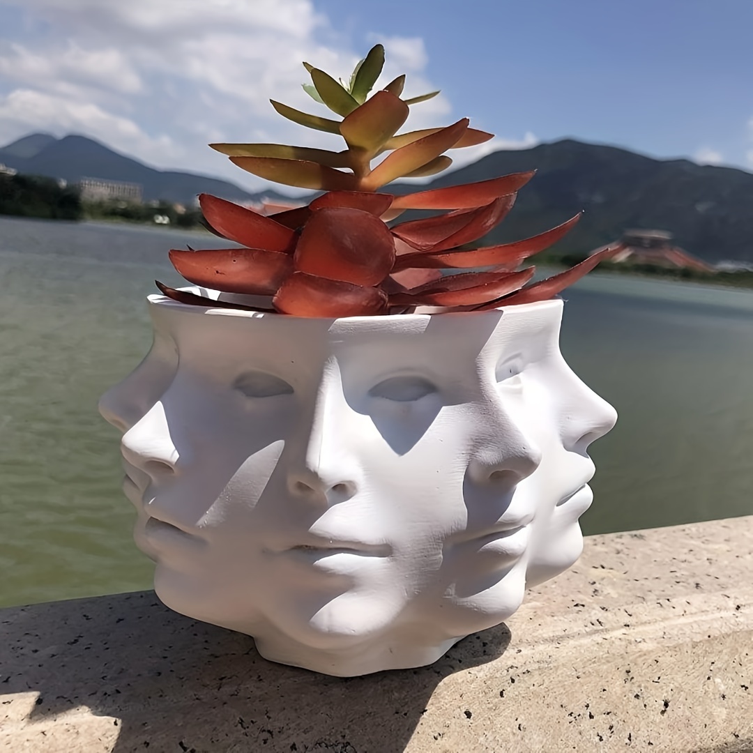 

1pc Modern -inspired Resin Face Vase - Versatile Artistic Decor For Home, Living Room, And Garden | Ideal For Flowers, Succulents & More